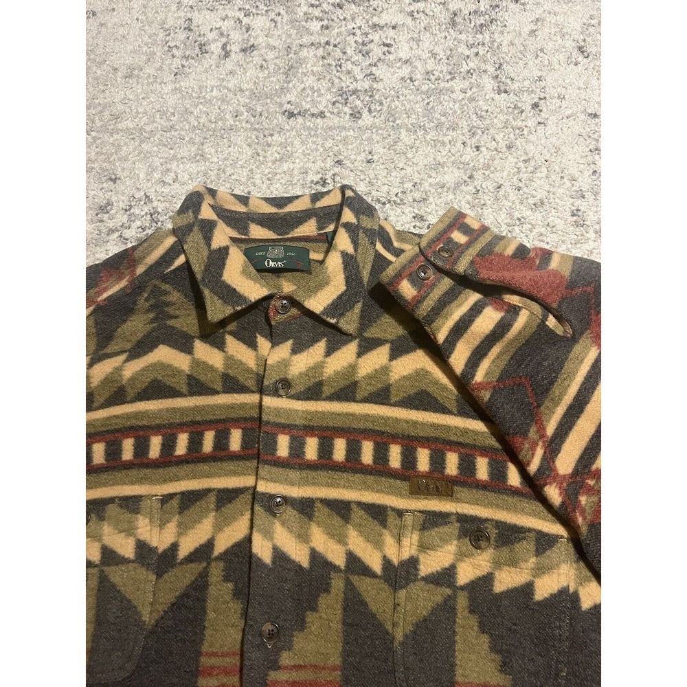 Orvis Aztec Print Men’s Flannel Size Extra Large Red-Grey-Green-Gray MSRP $150
